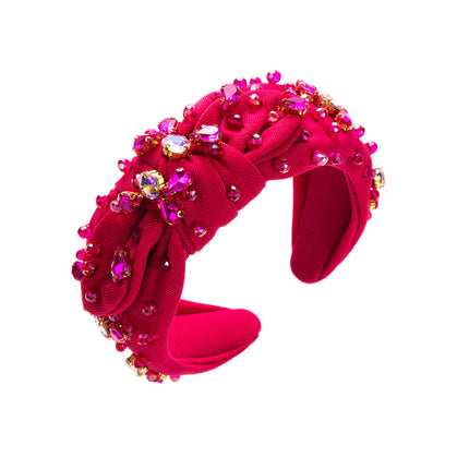 Fashionable All-match Diamond-embedded High-grade Headband Elegant Wide-brimmed Knotted - Royalessencelux