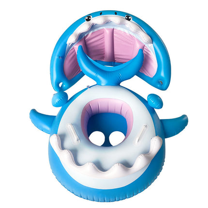 Inflatable Swimming Ring For Kids With Awning Shark Seat Ring Baby Float For Swimming Pool Toys Seat Removable Water Ring - Royalessencelux