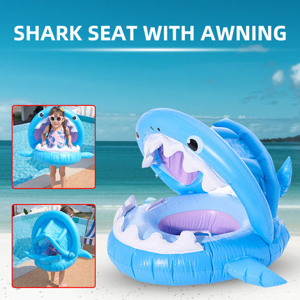 Inflatable Swimming Ring For Kids With Awning Shark Seat Ring Baby Float For Swimming Pool Toys Seat Removable Water Ring - Royalessencelux