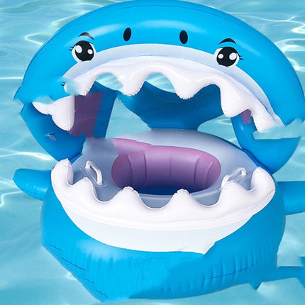 Inflatable Swimming Ring For Kids With Awning Shark Seat Ring Baby Float For Swimming Pool Toys Seat Removable Water Ring - Royalessencelux