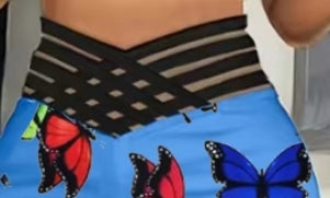 Ladies' Butterfly Printed High Waisted Hollow Out Casual Slim Fit Pants - Royalessencelux