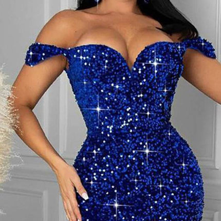 Sequin Tube Top Party Dress Hip Evening Dress - Royalessencelux