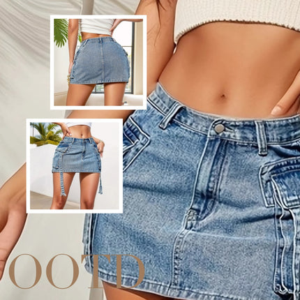 Women's Fashion Y2k Denim Mini Skirt Low Rise Sexy Pencil Short Jean Dress 90s Vintage Girls Party Skirt Female Club Streetwear - Royalessencelux