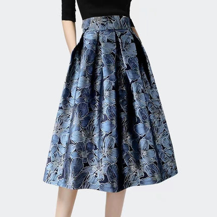 Women's High Waist Slimming Jacquard Midi Skirt - Royalessencelux