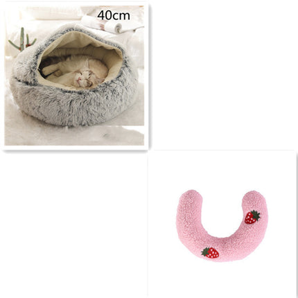 2 In 1 Dog And Cat Bed Pet Winter Bed Round Plush Warm Bed House Soft Long Plush Pets Bed Pet Products - Royalessencelux