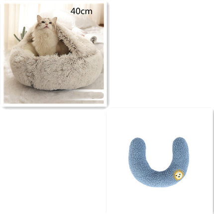2 In 1 Dog And Cat Bed Pet Winter Bed Round Plush Warm Bed House Soft Long Plush Pets Bed Pet Products - Royalessencelux