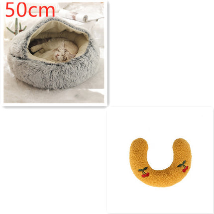 2 In 1 Dog And Cat Bed Pet Winter Bed Round Plush Warm Bed House Soft Long Plush Pets Bed Pet Products - Royalessencelux