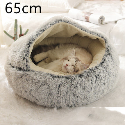 2 In 1 Dog And Cat Bed Pet Winter Bed Round Plush Warm Bed House Soft Long Plush Pets Bed Pet Products - Royalessencelux