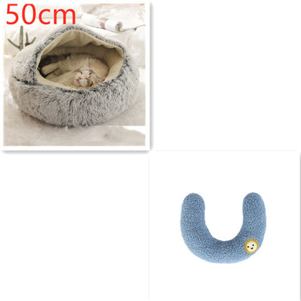 2 In 1 Dog And Cat Bed Pet Winter Bed Round Plush Warm Bed House Soft Long Plush Pets Bed Pet Products - Royalessencelux