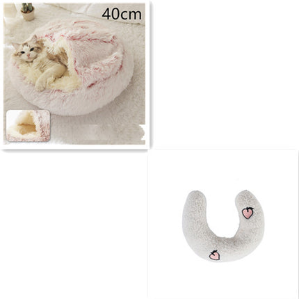 2 In 1 Dog And Cat Bed Pet Winter Bed Round Plush Warm Bed House Soft Long Plush Pets Bed Pet Products - Royalessencelux