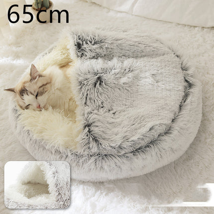 2 In 1 Dog And Cat Bed Pet Winter Bed Round Plush Warm Bed House Soft Long Plush Pets Bed Pet Products - Royalessencelux