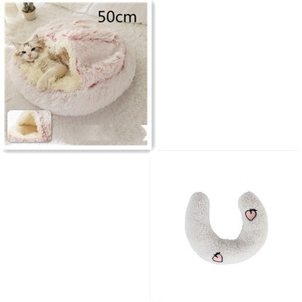 2 In 1 Dog And Cat Bed Pet Winter Bed Round Plush Warm Bed House Soft Long Plush Pets Bed Pet Products - Royalessencelux