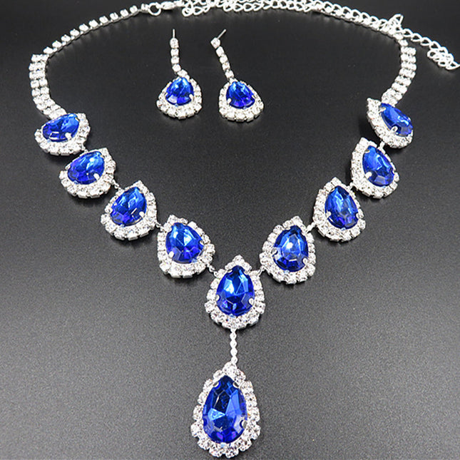 Bridal Jewelry Set Color Rhinestone Necklace - Royalessencelux