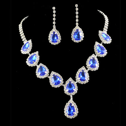 Bridal Jewelry Set Color Rhinestone Necklace - Royalessencelux