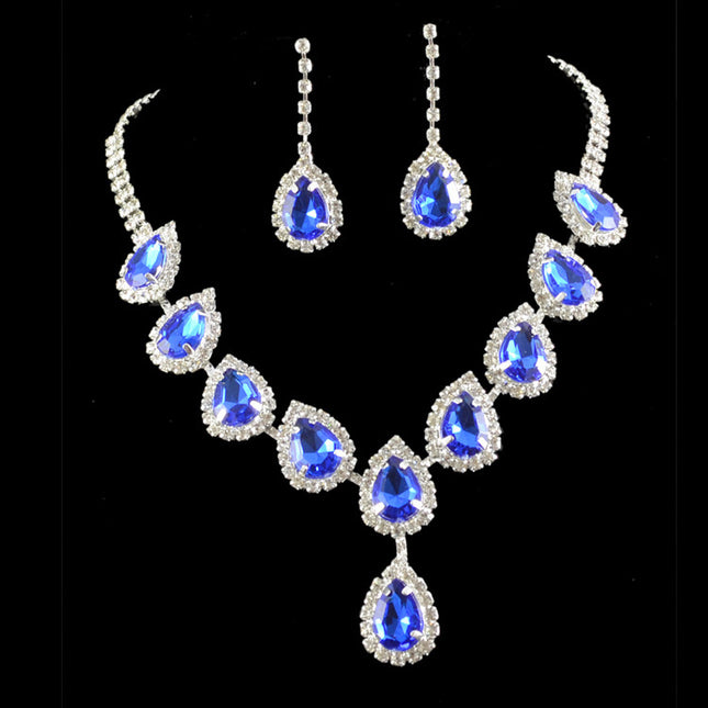 Bridal Jewelry Set Color Rhinestone Necklace - Royalessencelux