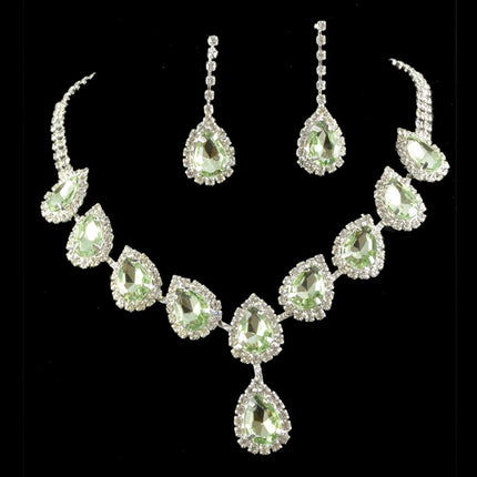 Bridal Jewelry Set Color Rhinestone Necklace - Royalessencelux