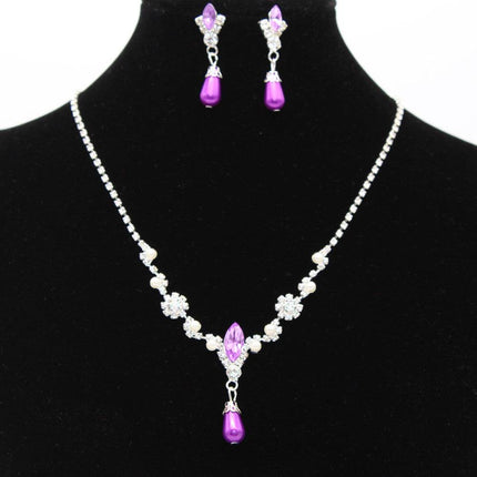 Europe And The United States Personality Dropspearl Necklace, Earrings Set Wholesale Bridal Necklace 8633 - Royalessencelux
