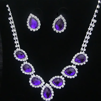 The New Bride Jewelry Color Diamond Earrings Necklace Fashion Necklace Set Can Be Customized - Royalessencelux