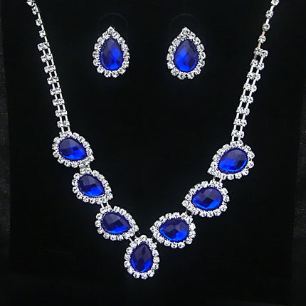 The New Bride Jewelry Color Diamond Earrings Necklace Fashion Necklace Set Can Be Customized - Royalessencelux