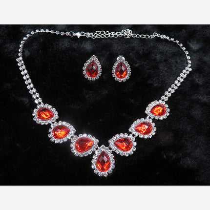 The New Bride Jewelry Color Diamond Earrings Necklace Fashion Necklace Set Can Be Customized - Royalessencelux