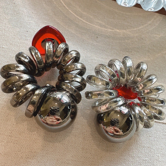 Simple Graceful Red Love Phone Line Hair Ring - Royalessencelux