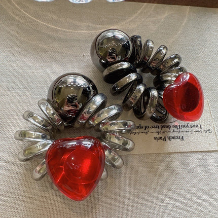 Simple Graceful Red Love Phone Line Hair Ring - Royalessencelux