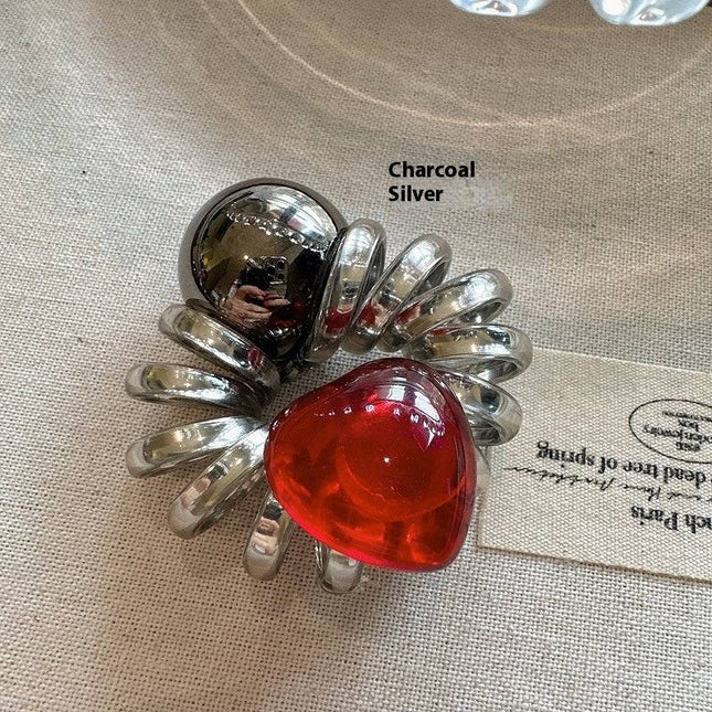 Simple Graceful Red Love Phone Line Hair Ring - Royalessencelux