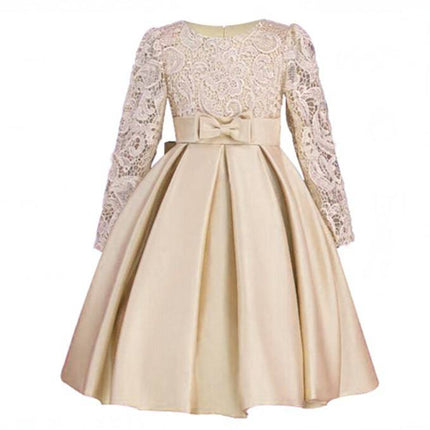 Carisa Europe and America autumn and winter children's dress princess dress long sleeve flower girl dress female purple lace costumes wholesale - Royalessencelux