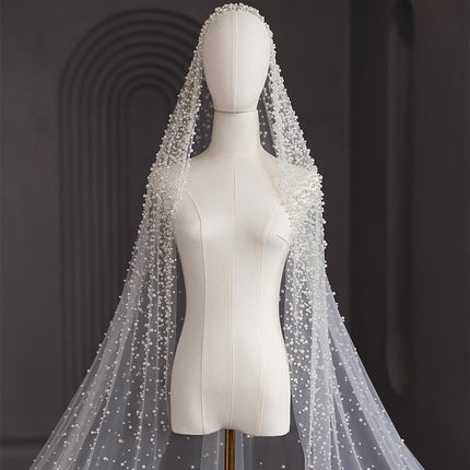 Pearl Long Luxury Wedding Veil - Royalessencelux