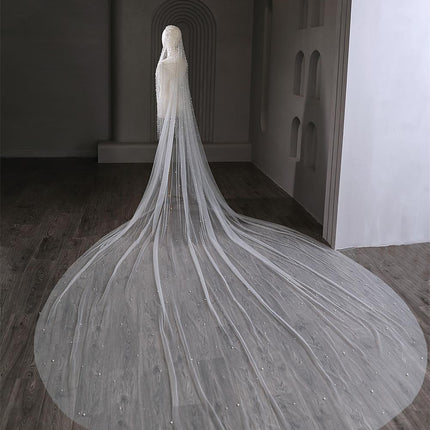 Pearl Long Luxury Wedding Veil - Royalessencelux