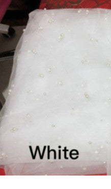 Pearl Wedding Veil 1 Layer Long Bridal Cathedral Veil - Royalessencelux