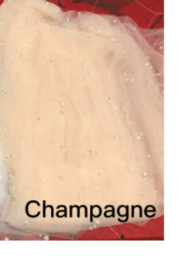 Pearl Wedding Veil 1 Layer Long Bridal Cathedral Veil - Royalessencelux