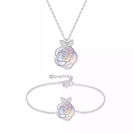 Camellia Advanced Design Sense Niche Gentle Flower Collarbone Necklace Bracelet - Royalessencelux