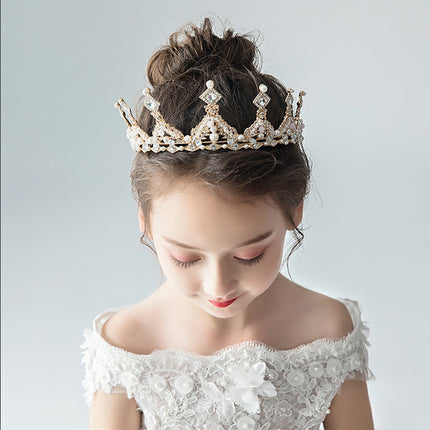 Princess Girl Diamond Crown Crystal Headband Childrens Hair Accessories Birthday Photo - Royalessencelux
