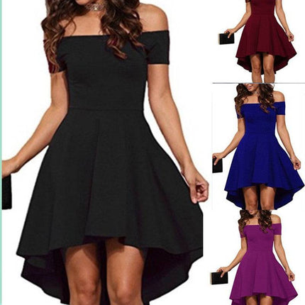 One Shoulder Short Sleeve And Large Swallowtail Skirt - Royalessencelux