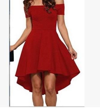 One Shoulder Short Sleeve And Large Swallowtail Skirt - Royalessencelux