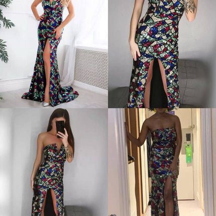 Women Sexy V Neck Off Shoulder Sequin Ma - Royalessencelux