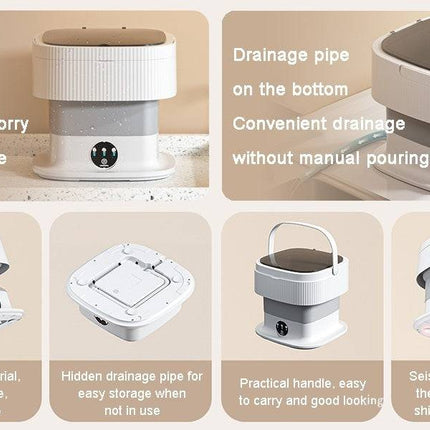 Portable Washing Machine,10L, Foldable Washer,3 Modes Deep Cleaning Of Underwear, Baby Clothes And Other Small Clothes. Suitable For Apartme - Royalessencelux