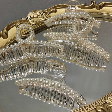 Pearl Grab Clip Gentle Transparent Cross Hair Back Head Hair Catch Korean Ins Large Net Red Shark Button Full Cup Plus Size Bra Without Wi Royalessencelux