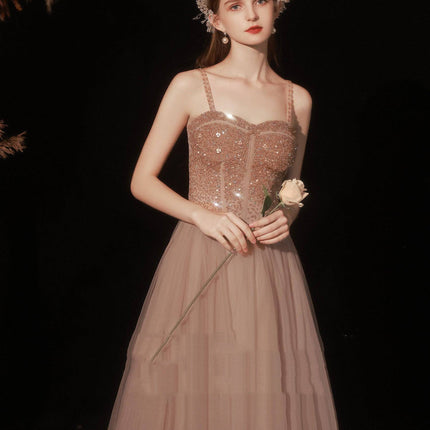 Golden Suspender Dress Female Dinner - Royalessencelux