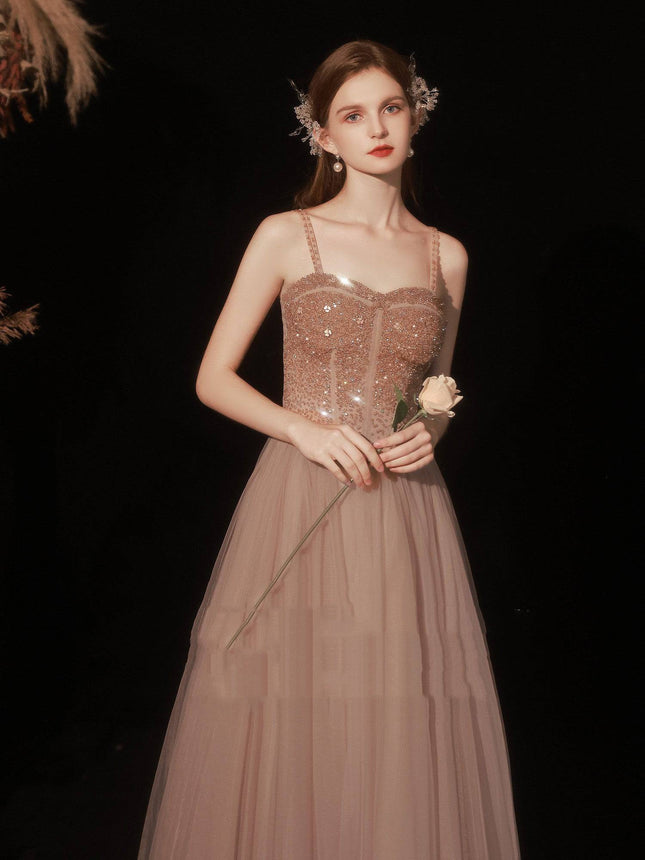 Golden Suspender Dress Female Dinner - Royalessencelux