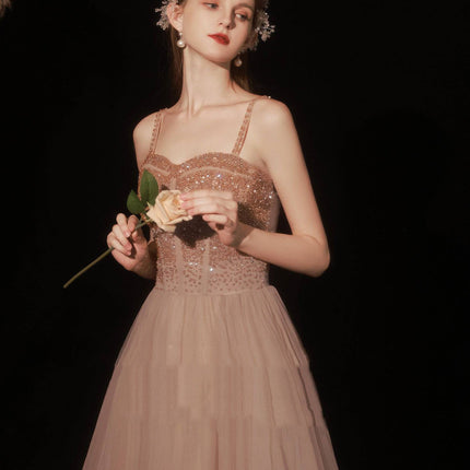 Golden Suspender Dress Female Dinner - Royalessencelux