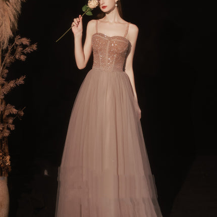 Golden Suspender Dress Female Dinner - Royalessencelux