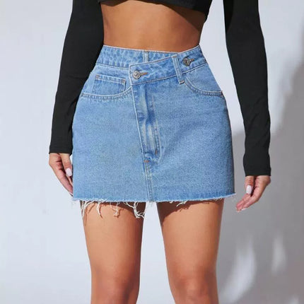 Short Fashion Irregular Denim Short Skirt - Royalessencelux
