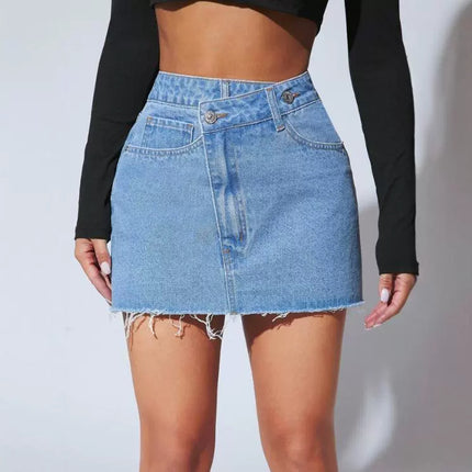 Short Fashion Irregular Denim Short Skirt - Royalessencelux