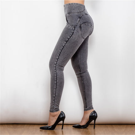 shascullfites melody high waist gray jeggings push up shaping jeans butt lifting effect  anti cellulite leggings - Royalessencelux