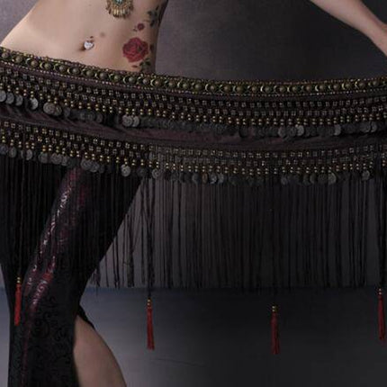 Belly Dance Waist Scarf Performance Tassel Hip Scarf Ethnic Tribe Dance Costume Belly Dance Waist Chain - Royalessencelux