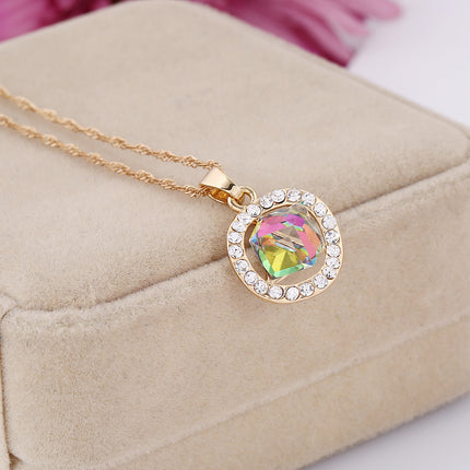 Bridal Necklace, earrings set, crystal jewelry, color gold, Korean pendant, new promotion, factory direct sales - Royalessencelux