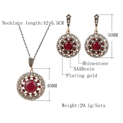 Bridal suit 2021 new style genuine Luo Yang set jewelry, hollowed out with resin, diamond necklace, earring two sets - Royalessencelux