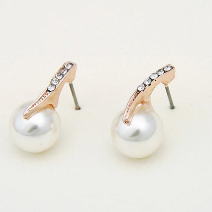 Bride Rhinestone Pearl Earrings Necklace Set Banquet Dress Jewelry - Royalessencelux